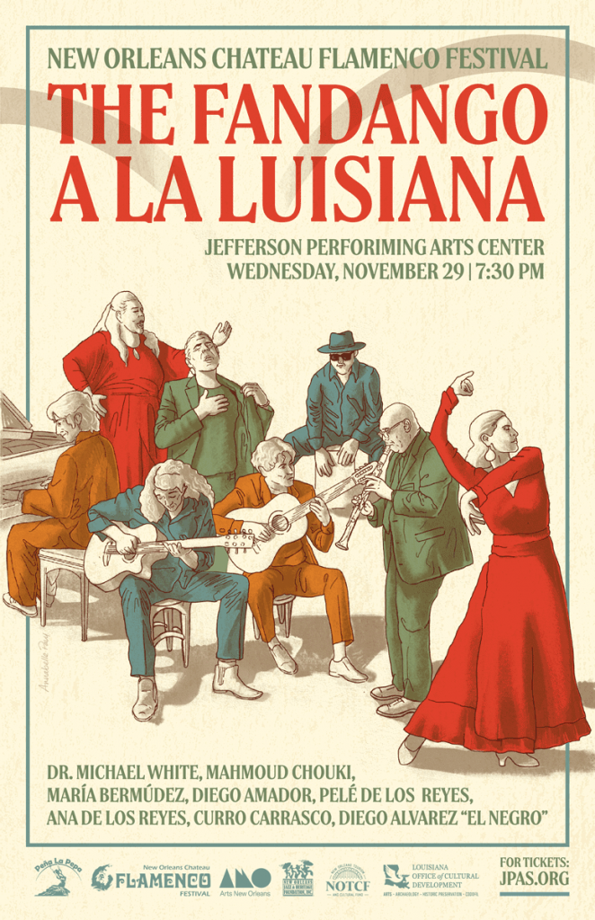 The Fandango a La Luisiana - Chateau Flamenco Festival Poster with illustrations of our star-studded lineup.
